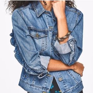WHO WHAT WEAR Ruffle Denim Jacket